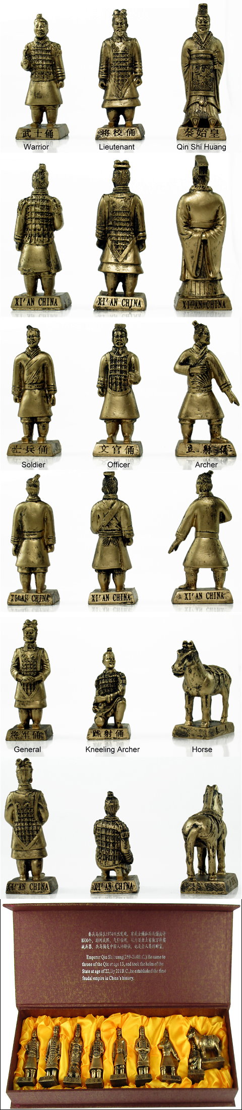 9-piece (8cm) Miniature Terracotta Army