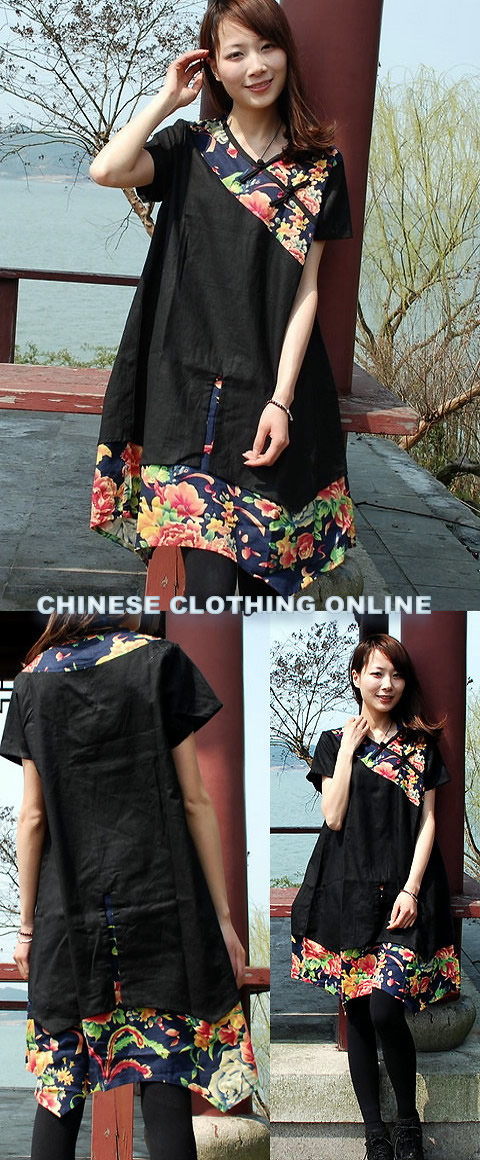 Ethnic Printing Dual-layer A-line Dress (CM)