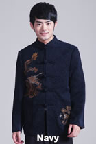 Mandarin Chenille Fabric Jacket with Embroidery Dragons (RM)