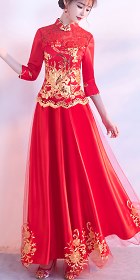 Red Evening-dress / Bridal Skirt Suit