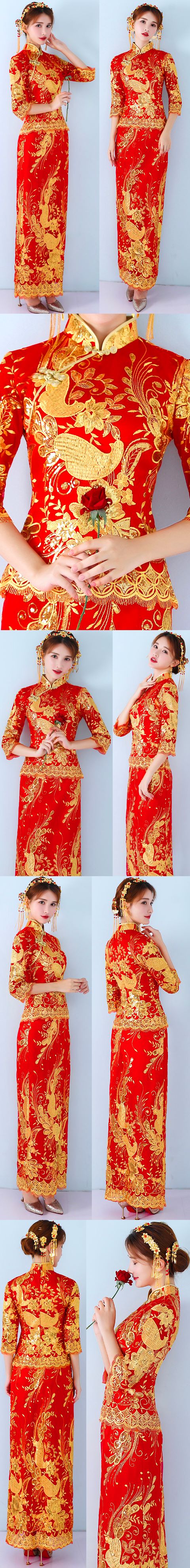 Red Evening-dress / Bridal Skirt Suit