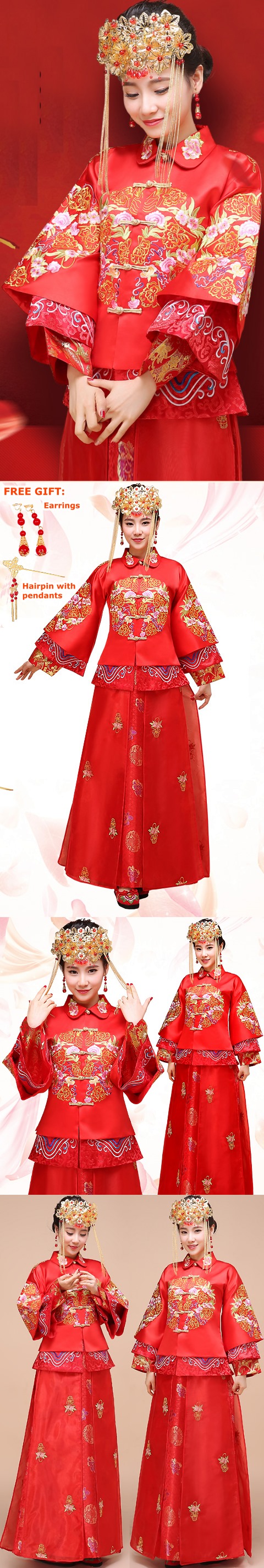 Red Evening-dress / Bridal Skirt Suit
