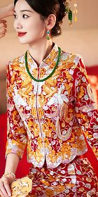 Gorgeous Handmade Dragon-Phoenix Qungua (Bridal Skirt Suit)