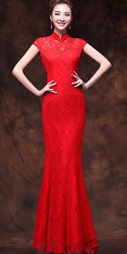 Cup-sleeve Fishtail Embroidery Cheongsam (RM/CM)