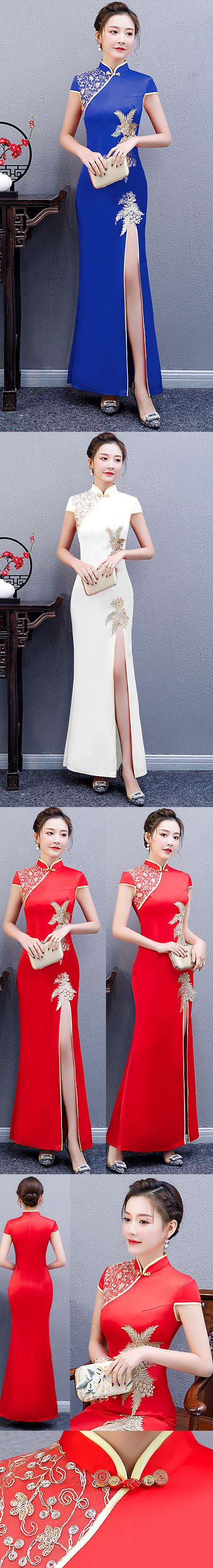 Long-length Silky Embroidery Cheongsam (CM/RM)