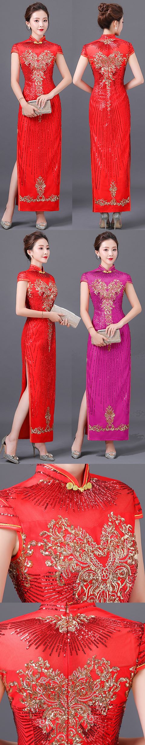 Long-length Gorgeous Paillette Cheongsam (CM/RM)