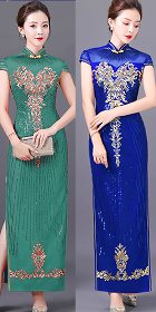 Long-length Gorgeous Paillette Cheongsam (CM/RM)