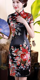 Short-sleeve Mid-length Silky Cheongsam (RM)