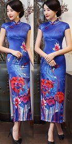 Long-length Silk Printing Cheongsam (RM)