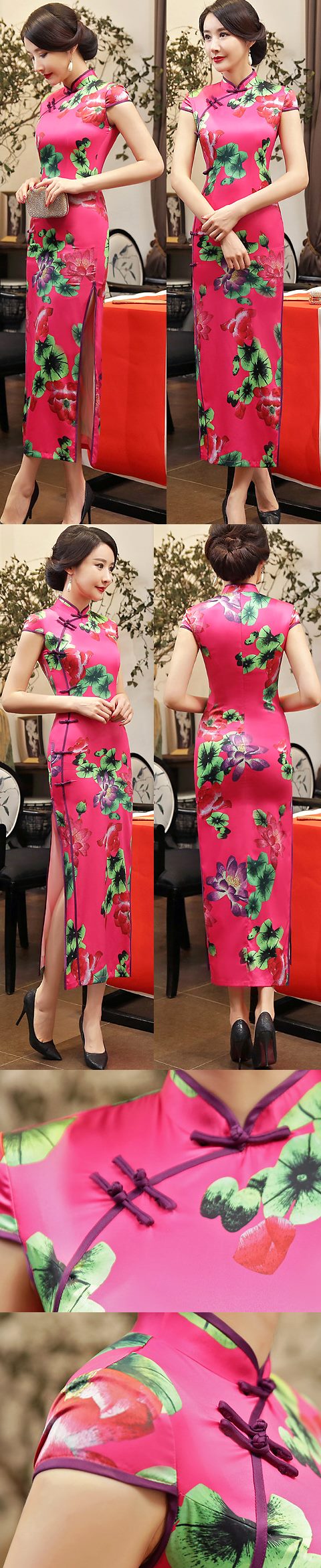 Long-length Silk Printing Cheongsam (RM)