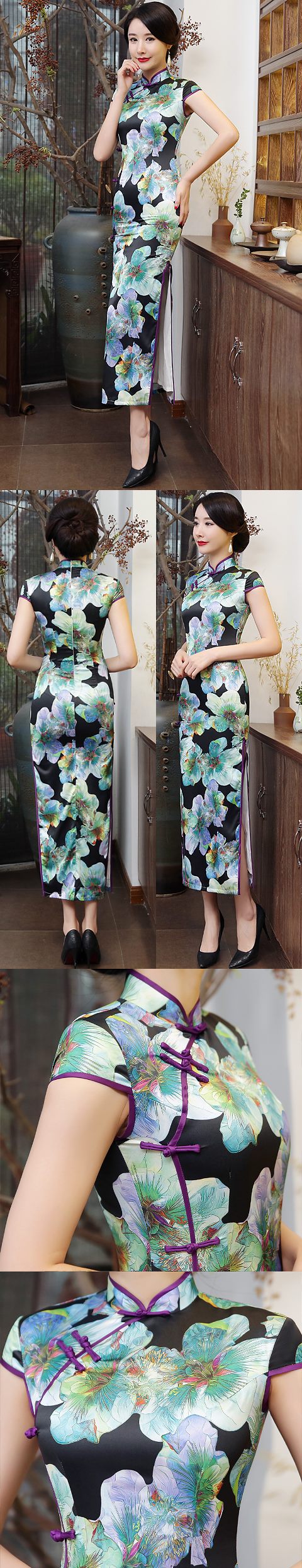 Long-length Silk Printing Cheongsam (RM)