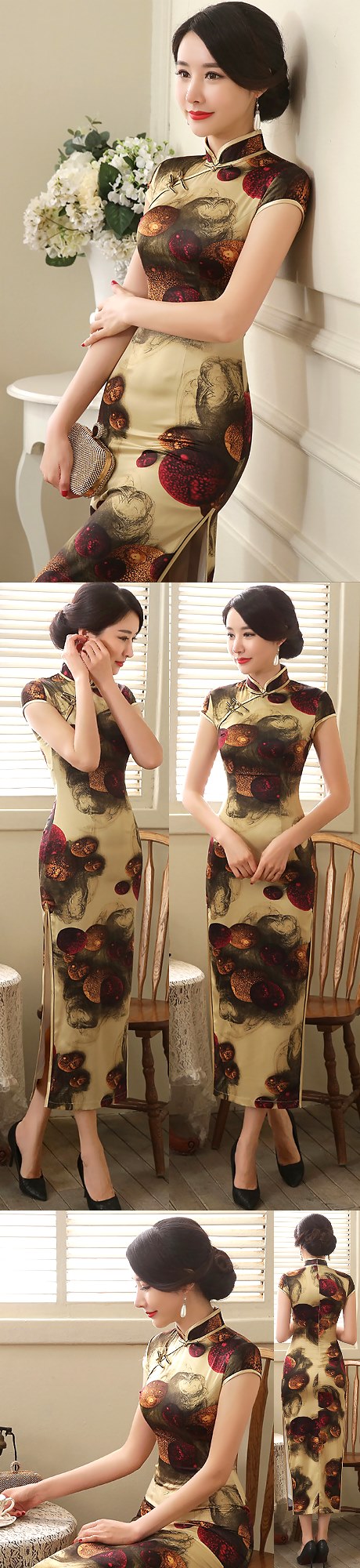 Long-length Silk Printing Cheongsam (RM)