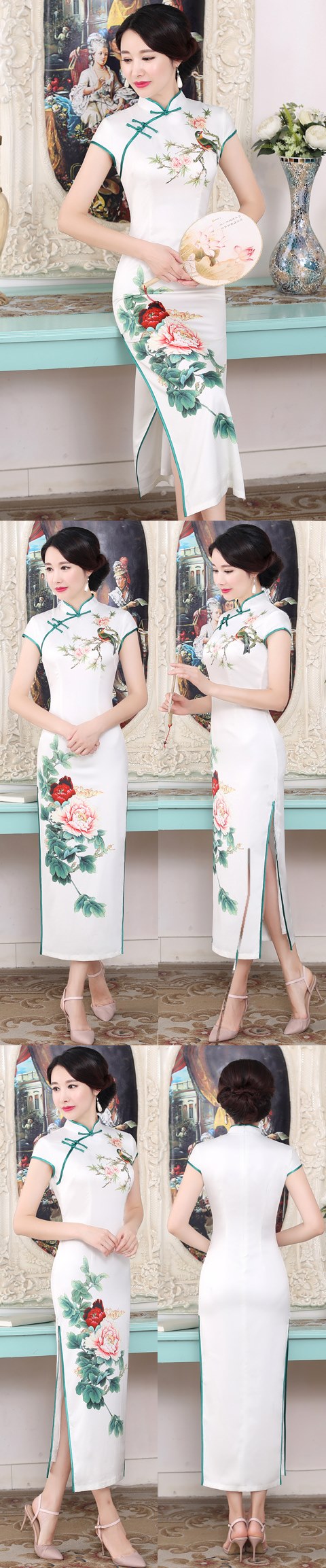 Long-length Silk Printing Cheongsam (RM)