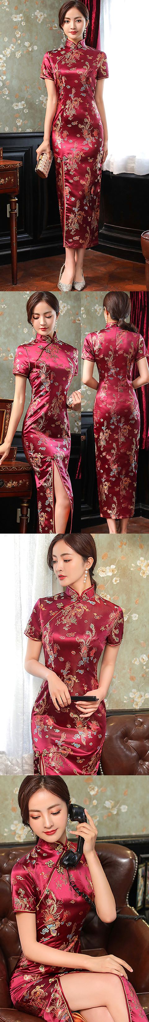Short-sleeve Long-length Brocade Cheongsam (RM)