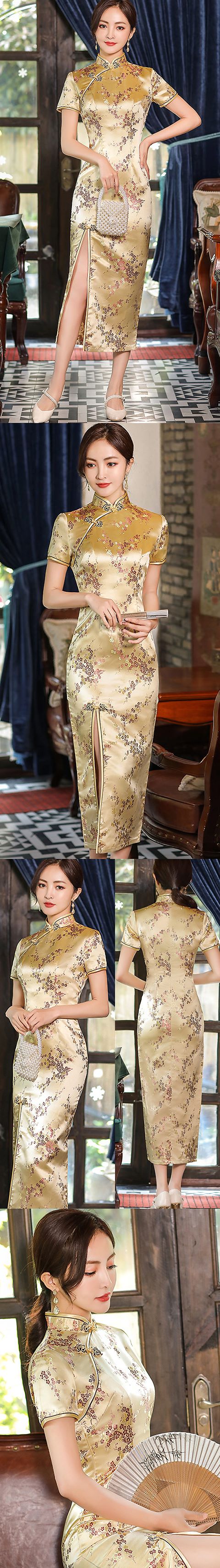 Short-sleeve Long-length Brocade Cheongsam (RM)