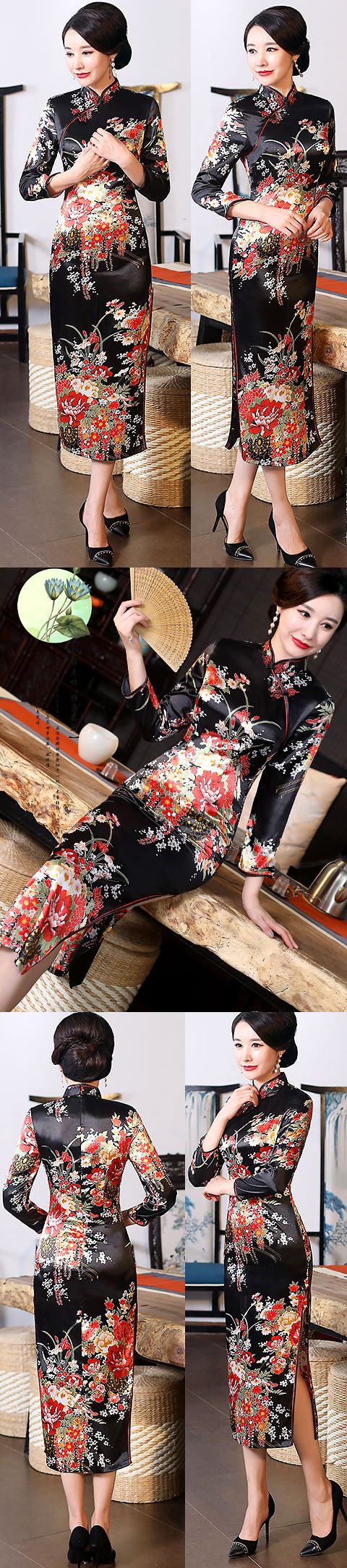 3/4-sleeve Long-length Cheongsam (RM)