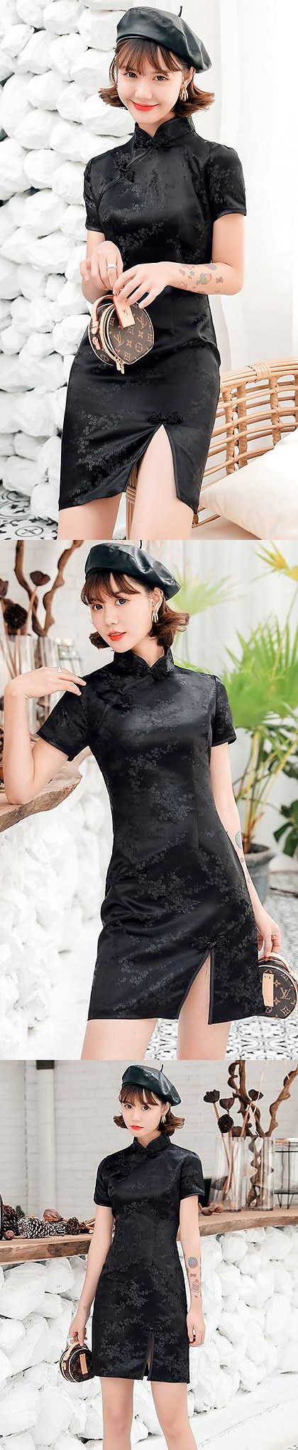 Short-sleeve Short Brocade Cheongsam Dress (RM)