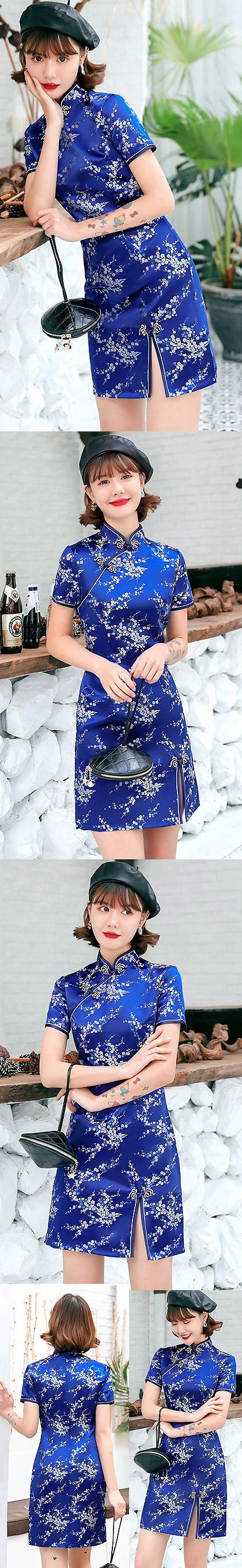 Short-sleeve Short Brocade Cheongsam Dress (RM)