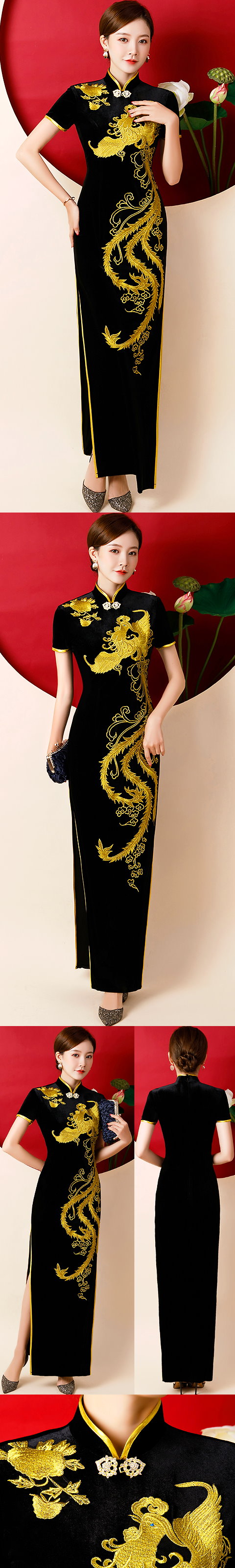 Gorgeous Phoenix Embroidery Long-length Cheongsam (RM/CM)