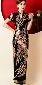 Gorgeous Paillettes Embroidery Long-length Cheongsam (CM)