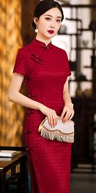 Embroidery Gauze Long-length Cheongsam (RM)