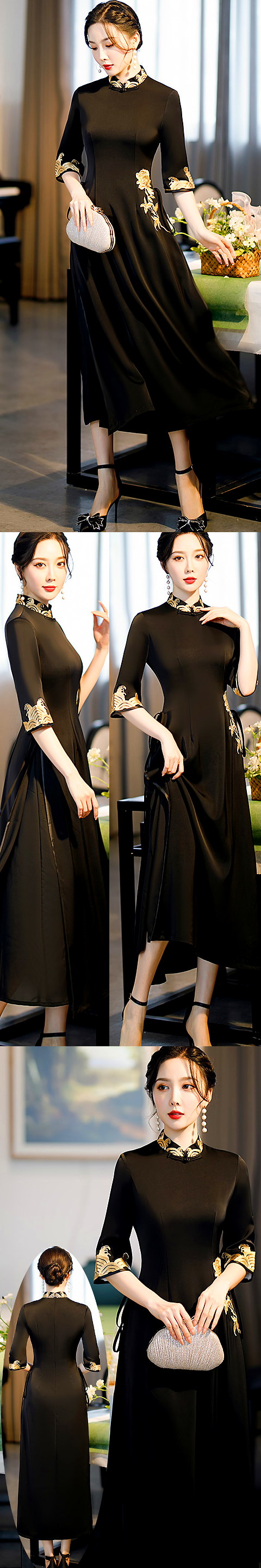 Elbow-sleeve Embroidery Cheongsam (RM)
