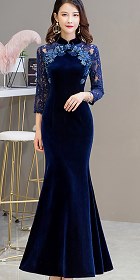 Long-sleeve Magnificent Velvet Cheongsam (RM)