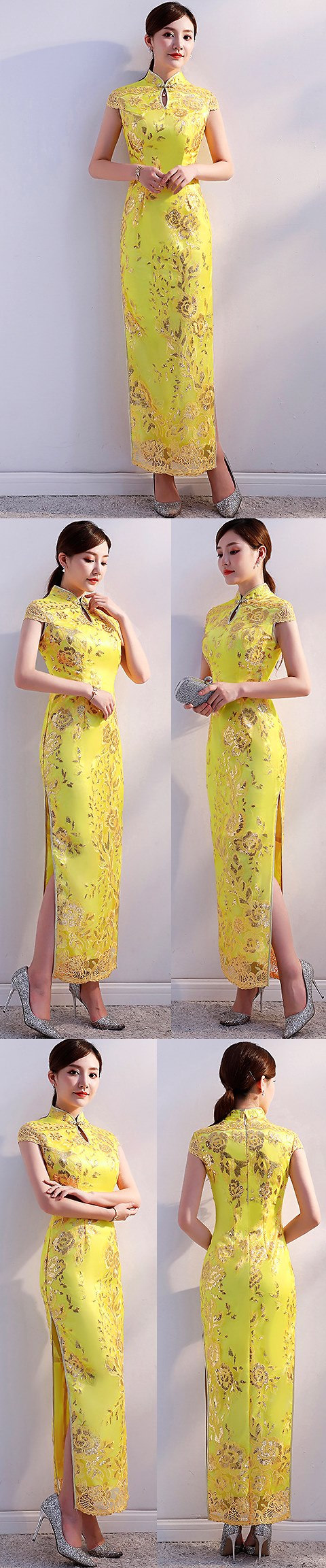 Cup-sleeve Long-length Evening-dress Cheongsam (RM/CM)