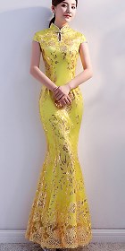 Cup-sleeve Long-length Evening-dress Cheongsam (RM/CM)