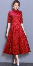 Long-length Dual-layer Embroidery Gauze Cheongsam (RM)