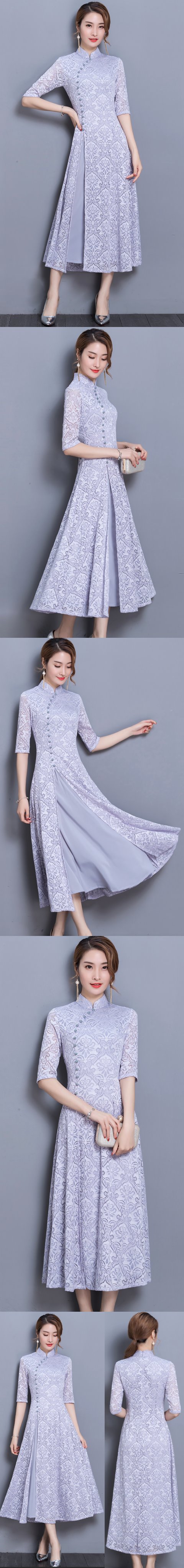 Long-length Dual-layer Embroidery Gauze Cheongsam (RM)