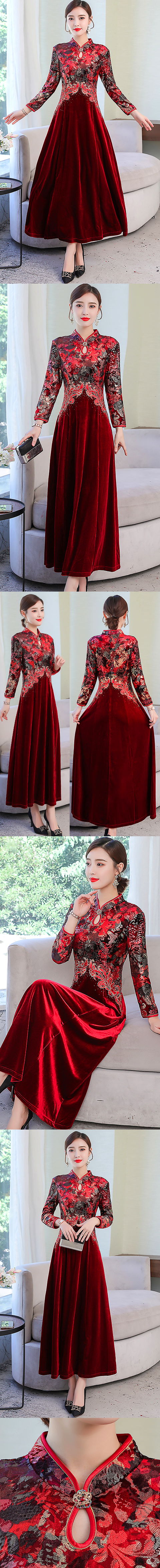Long-sleeve Magnificent Velvet Cheongsam (RM)