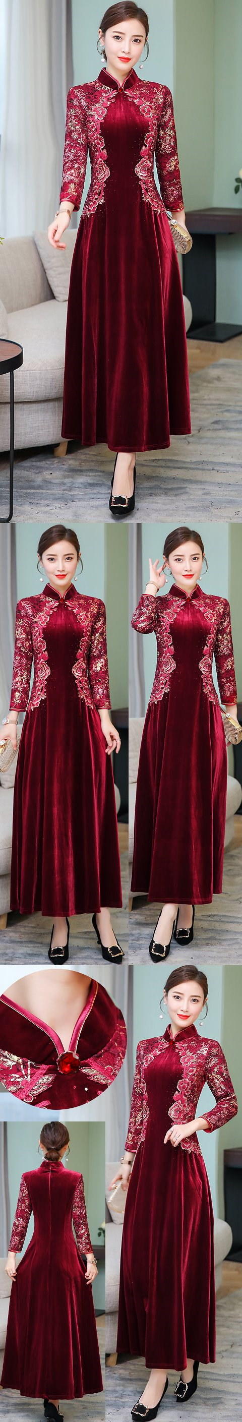Long-sleeve Magnificent Velvet Cheongsam (RM)