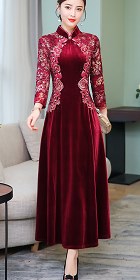 Long-sleeve Magnificent Velvet Cheongsam (RM)