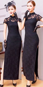 Short-sleeve Long-length Embroidery Gauze Cheongsam (RM)