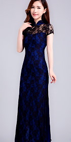 Short-sleeve Long-length Embroidery Gauze Cheongsam (RM)
