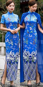Short-sleeve Long-length Cheongsam with Cloak (RM)
