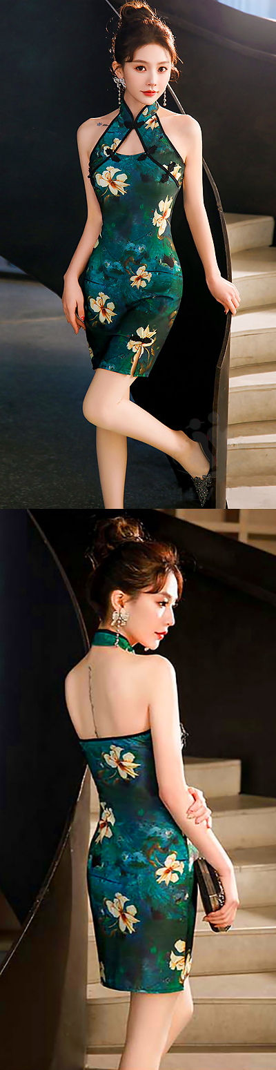 Sexy Cut-in Shoulders Bareback Short-length Cheongsam (RM)