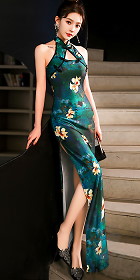 Sexy Cut-in Shoulders Bareback Long-length Cheongsam (RM)
