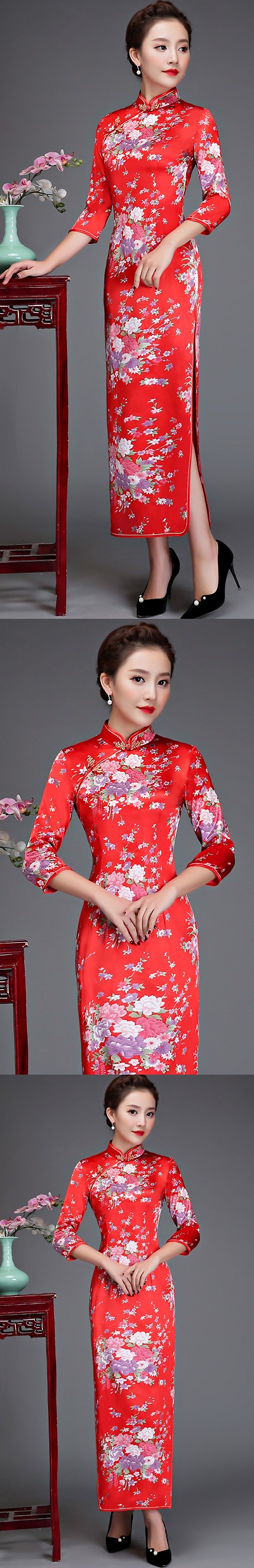 3/4-sleeve Long-length Cheongsam (RM)
