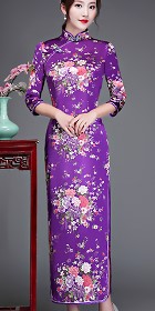 3/4-sleeve Long-length Brocade Cheongsam (RM)