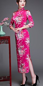 3/4-sleeve Long-length Brocade Cheongsam (RM)
