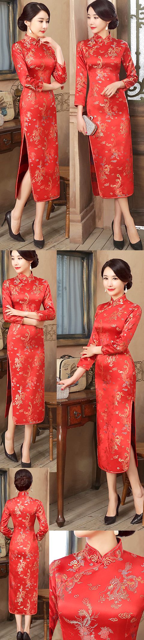 Long-sleeve Long-length Cheongsam (CM)