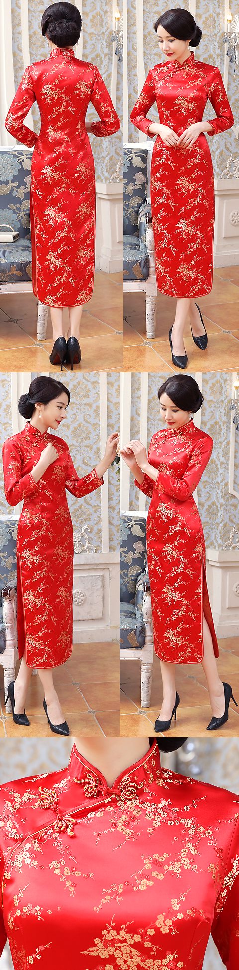 Long-sleeve Long-length Cheongsam (CM)