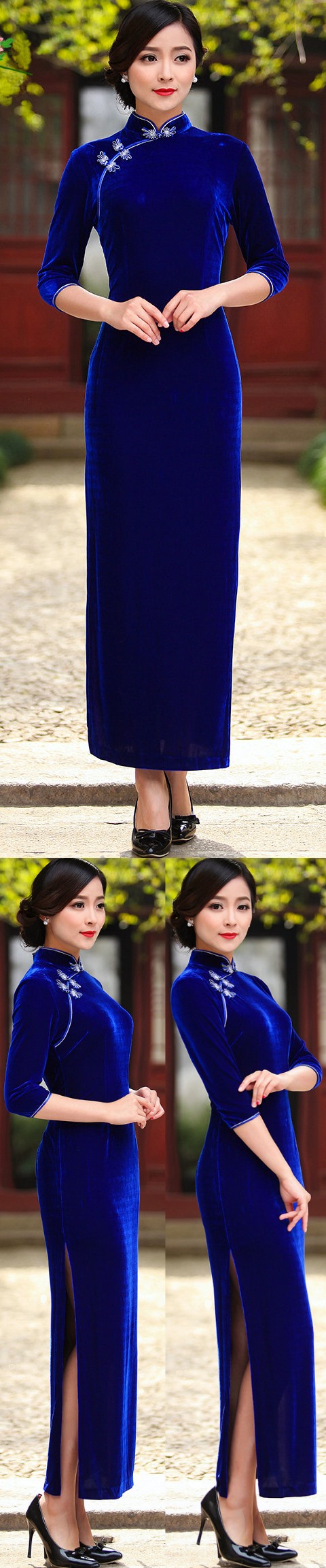 Long-sleeve Long-length Cheongsam (CM)