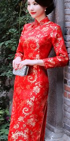 Long-sleeve Long-length Cheongsam (CM)