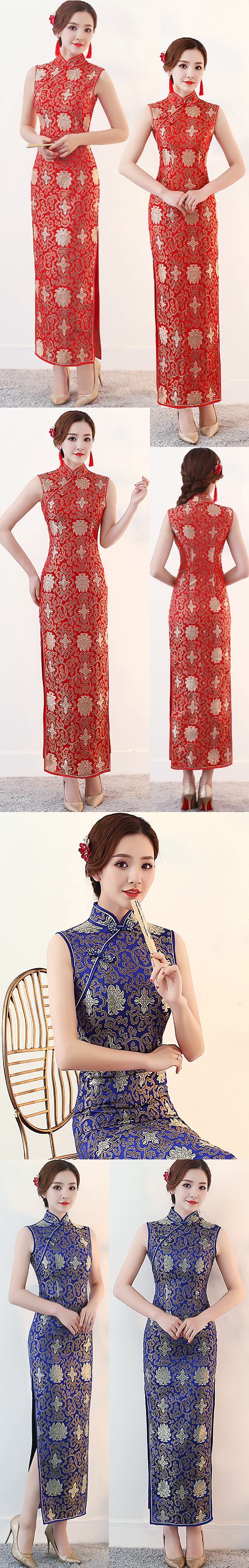 Sleeveless Long-length Cheongsam (CM)
