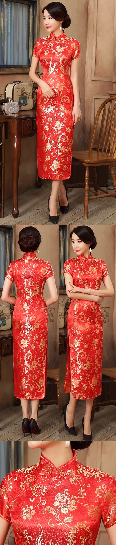 Short-sleeve Long-length Cheongsam (CM)