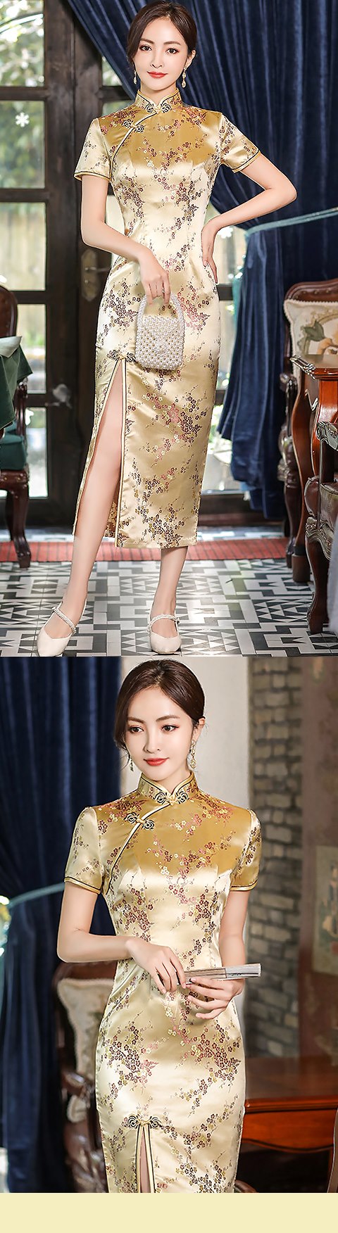 Short-sleeve Long-length Cheongsam (CM)