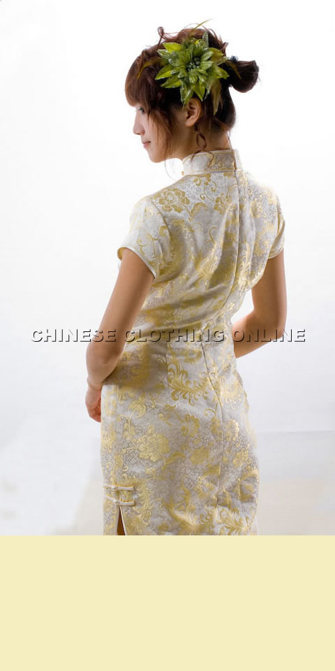 Cup-sleeve Diamond Neckline Long-length Cheongsam (CM)